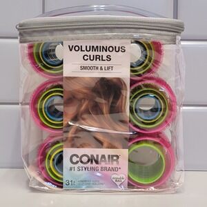 Conair Voluminous Curls Smooth & Lift‎ Hair Rollers 31 Pc Set Self Grip Wet Dry